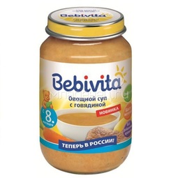 Пюре Bebivita суп овощной 190 гр С говядиной (с 8 мес)