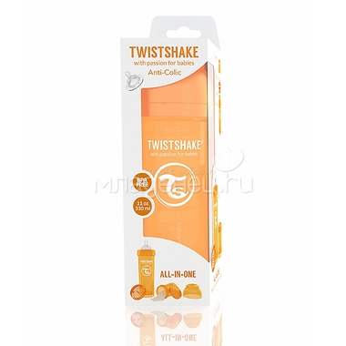 Бутылочка Twistshake 330 мл Антиколиковая (с 0 мес) оранжевая 2