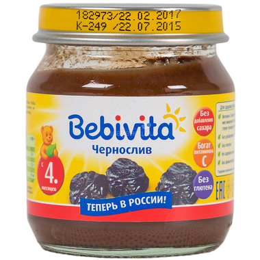 Пюре Bebivita фруктовое 100 гр Чернослив (с 4 мес) 0
