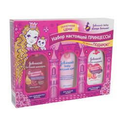 Подарочный набор для Принцессы Johnson&#039;s baby Шампунь 300 мл + Спрей-кондиционер для волос  200 мл + Крем детский 100 мл