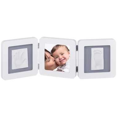 Рамочка Baby Art Double Print Frame (тройная) Белая (подложка серая) 0