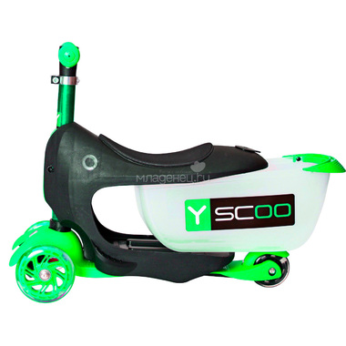 Каталка-самокат 3в1 Y-SCOO Mini Jump&Go со светящими колесами Green 5