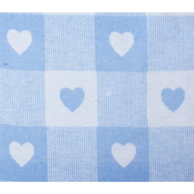 Одеяло Споки Ноки хлопковое подарочная упаковка Сердечки в квадратах Голубой 1