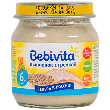 Пюре Bebivita мясное 100 гр Цыпленок с гречкой (с 6 мес) 0