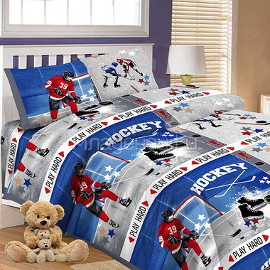 Комплект постельного белья детский Letto с наволочкой 50х70 Хоккей 0