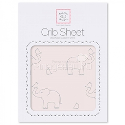 Простынь SwaddleDesigns Fitted Crib Sheet Pink Sterling Deco Elephants