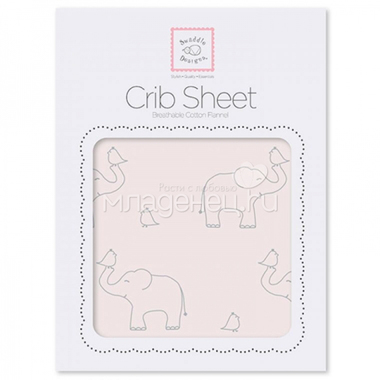 Простынь SwaddleDesigns Fitted Crib Sheet Pink Sterling Deco Elephants 0
