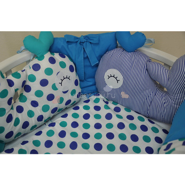 Комплект постельного белья ByTwinz для круглой кроватки с игрушками Маленький кит 4