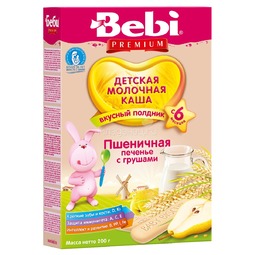Каша Bebi Premium молочная 200 гр Для полдника пшеничная печенье с грушами (с 6 мес)