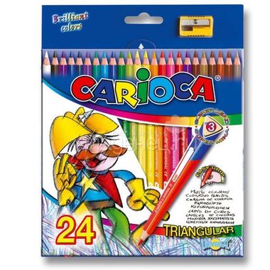 Набор карандашей цветных CARIOCA 24 цвета трехгранные + точилка 0