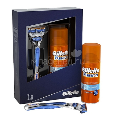 Подарочный набор Gillette Fusion Бритва с 1 сменной кассетой + гель для бритья Hydrating увлажняющий 75 мл 1