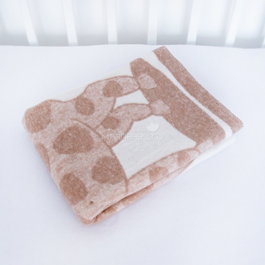 Одеяло Споки Ноки байковое 100% хлопок 100х140 жаккардовое Жираф (бежевый, голубой, розовый и салатовый) 3