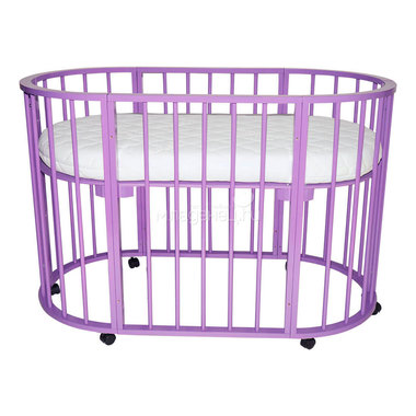 Кроватка-трансформер Valle Domenica 9 в 1 овальная Фиолетовый 0