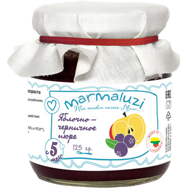 Пюре Marmaluzi фруктовое 125 гр Яблоко черника (с 5 мес) 0