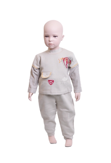Комплект Veneya Венейя (джемпер + брюки) с кнопками на воротнике для мальчика,бежевый  0