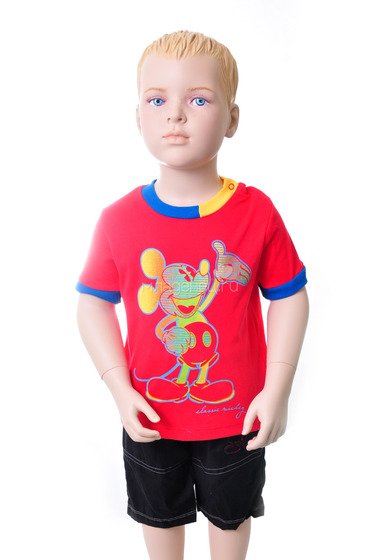 Комплект Дисней Микки футболка с коротким рукавом (рисунок Микки) и шорты, для мальчика. Красный  0