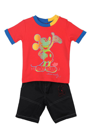 Комплект Дисней Микки футболка с коротким рукавом (рисунок Микки) и шорты, для мальчика. Красный  2