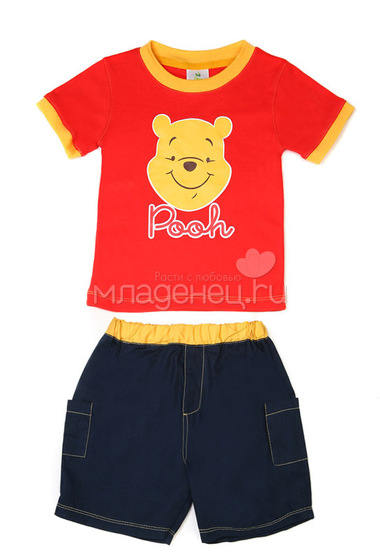 Комплект одежды Дисней Винни футболка и шорты, для мальчика, красный  0