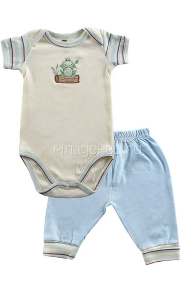 Комплект Hudson Baby Боди короткий рукав и штанишки Органик, 2 пр.. цвет голубой  0