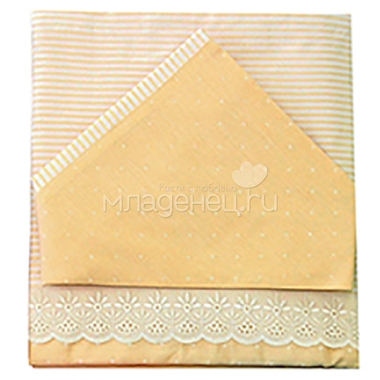 Комплект постельного белья Ангелочки №1 комбинированный с шитьем Желтый 0