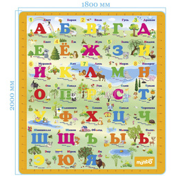 Детский развивающий коврик Mambobaby двухсторонний Русский и Aнглийский алфавит 200х180х0,5