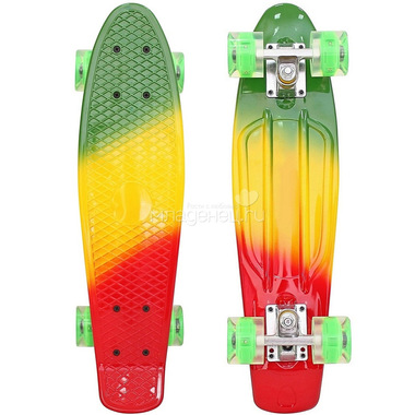 Скейтборд RT Classic 22" 56x15 YQHJ-11 пластик со светящимися колесами Зеленый/Оранжевый/Красный 0