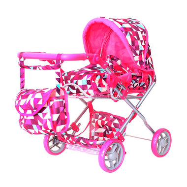 Кукольная коляска RT Розовые ромбы 9663-1 0
