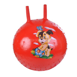 Мяч-Прыгун Spring 38 см с насосом Собачка, цвет красный