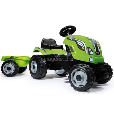 Трактор педальный Smoby XL с прицепом Зеленый 142х44х54.5 см 0