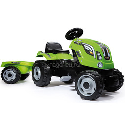 Трактор педальный Smoby XL с прицепом Зеленый 142х44х54.5 см