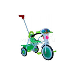 Велосипед трехколесный Малыш с ручкой и ограждением Зеленый
