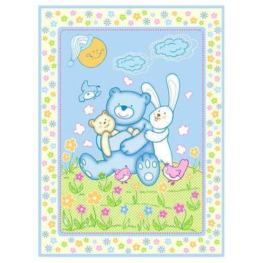 Одеяло Baby Nice байковое 100% хлопок 100х118 Мишка на лужайке (голубой, розовый, бежевый) 0