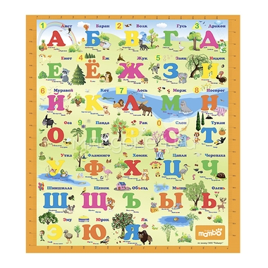 Детский развивающий коврик Mambobaby двухсторонний Русский Алфавит+ Фруктовый парк 200х180х1см 1