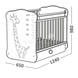 Кроватка СКВ Компани Жираф с ростомером закрытый ящик 4400 Молочный