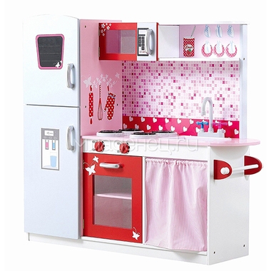 Игровая кухня Lanaland Красно-бело-розовая, деревянная 0