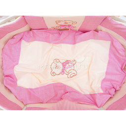 Комплект постельного белья Valle Peekaboo для овальной кроватки 8 предметов Розовый