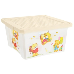 Ящик для хранения игрушек Little Angel X-Box Bears 17л Слоновая кость