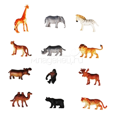 Игровой набор 1toy В мире животных Дикие животные, 12 фигурок, 5 см 1