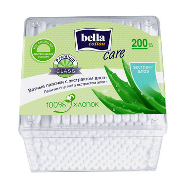 Ватные палочки Bella cotton care с экстрактом алоэ 200 шт 0