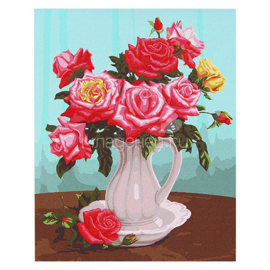 Рисование по номерам Фабрика творчества на холсте Розы в белой вазе 0
