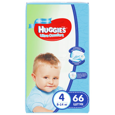 Подгузники Huggies Ultra Comfort Mega Pack для мальчиков 8-14 кг (66 шт) Размер 4 0