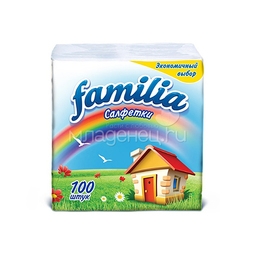 Салфетки бумажные Familia 100 шт., белые, 24x23