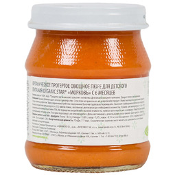 Пюре Organic Star овощное 100 гр Морковь (с 6 мес)