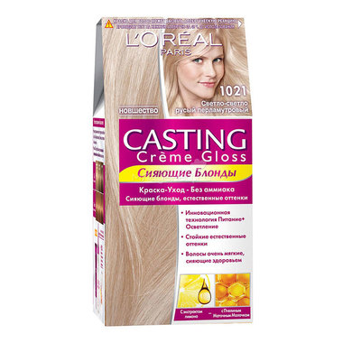 Крем-Краска для волос L'Oreal Сasting Creme Gloss Светло-светло русый перламутровый (тон 1021) 0
