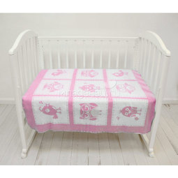 Одеяло Споки Ноки хлопковое подарочная упаковка отделка оверлок Дизайн Птички Розовый