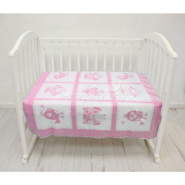 Одеяло Споки Ноки хлопковое подарочная упаковка отделка оверлок Дизайн Птички Розовый 0