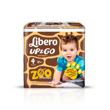 Трусики Libero Up&Go Zoo Collection Size 4 (7-11кг) 18 шт 0