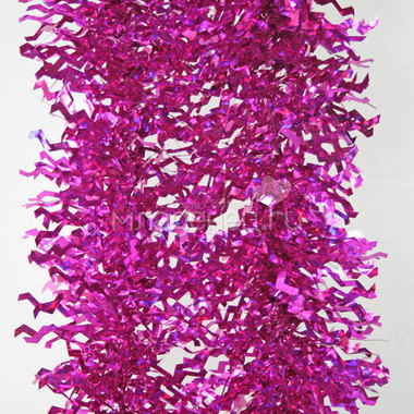 Мишура Winter Wings одноцветная голограмма блестящая Розовая 100 мм Длина 2 м 0
