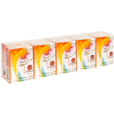 Платочки бумажные Maneki Sumi-e 3 слоя с ароматом фруктов 10 упаковок х 10 шт 1