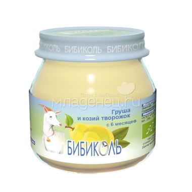 Пюре Бибиколь органическое фруктово-молочное 80 гр Груша и козий творожок 0